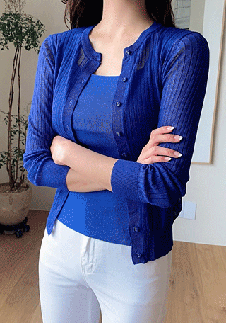 엘리타 시스루 골지 가디건 (3color)(55~66)나는마리